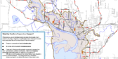 A map of Port Alberni. The areas that could be flooded by a tsunami are shaded extra dark.