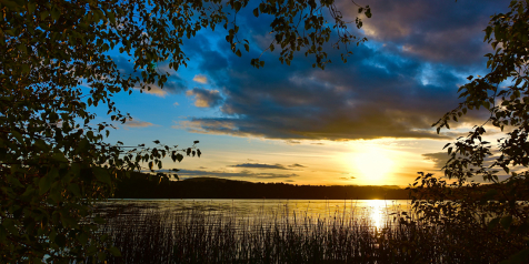 Sunset on the longest day of the year over Elk Lake.