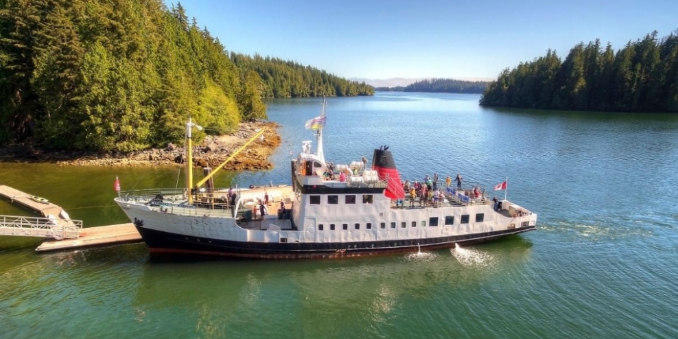 A shot of the Frances Barkley ferry on a sunny day.